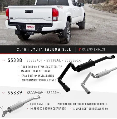 ESCAPE CATBACK MBRP BLACK TOYOTA TACOMA 2016 A 2022 3.5
