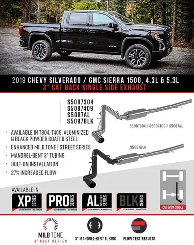 ESCAPE MBRP BLACK CATBACK SILVERADO / SIERRA 1500 2019 - 2024