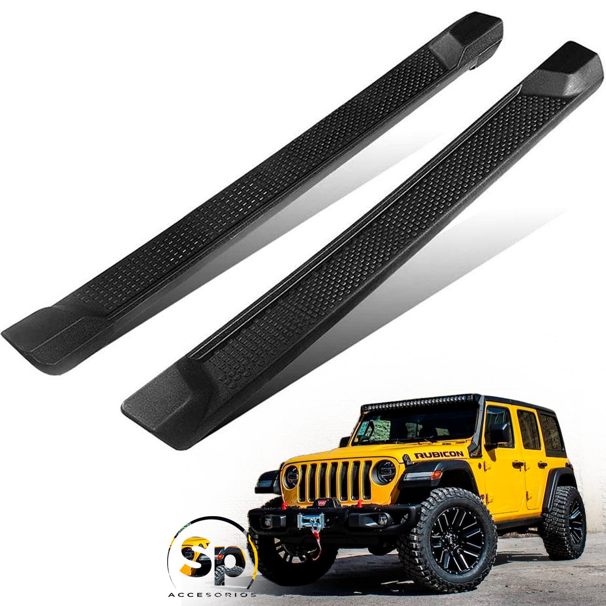 ESTRIBOS LATERALES TIPO ORIGINAL OEM PARA JEEP WRANGLER JL 2018 A 2024 2 PUERTAS