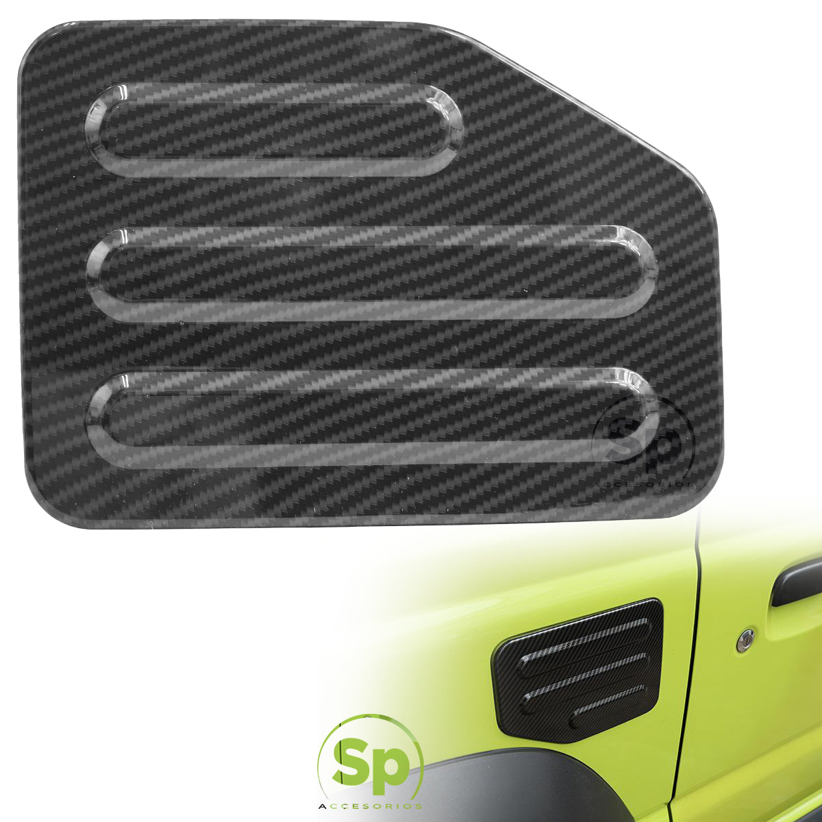 MOLDURA TAPA GASOLINA TIPO FIBRA CARBONO PARA SUZUKI JIMNY 2021 - 2024