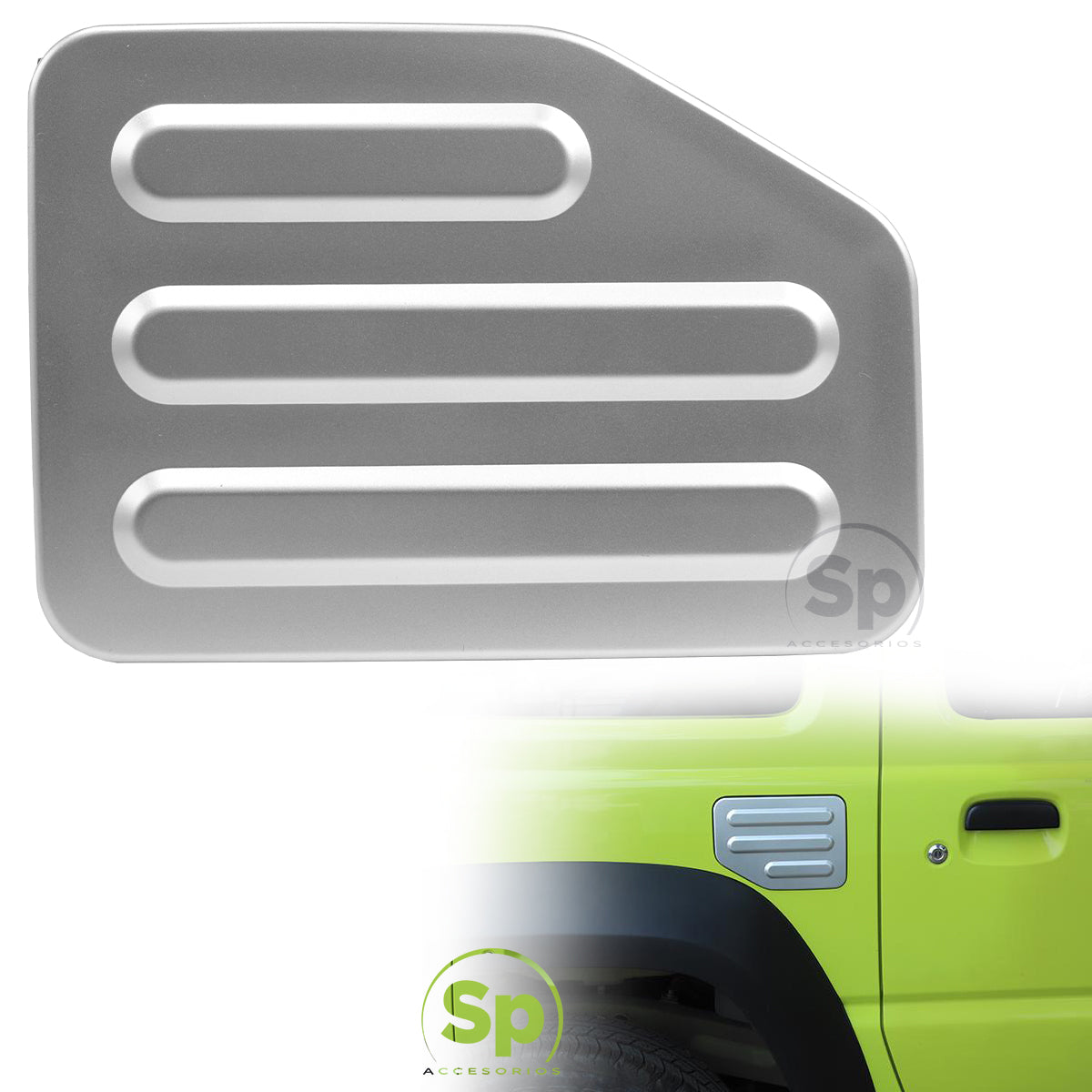 MOLDURA TAPA GASOLINA PLATA PARA SUZUKI JIMNY 2021 - 2024