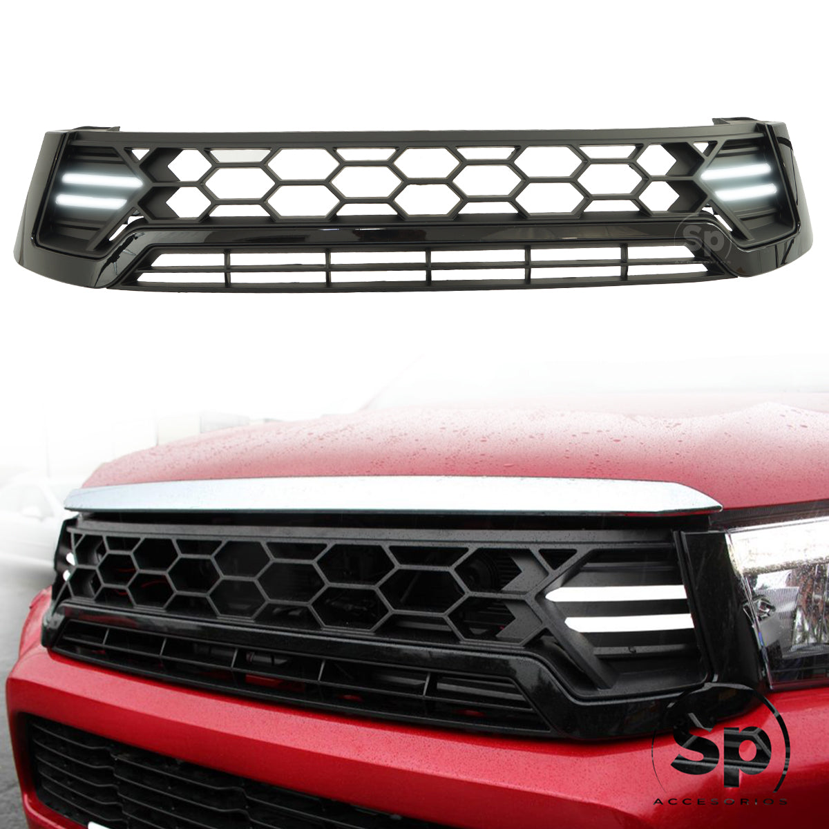 PARRILLA LED RAPTOR COLOR NEGRO PARA TOYOTA HILUX REVO 2016 - 2019