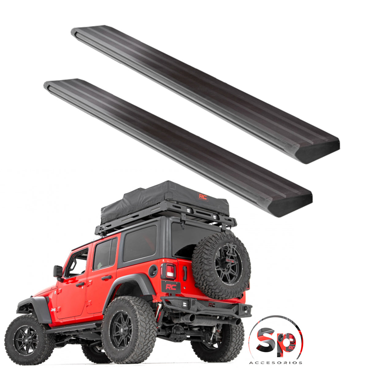 ESTRIBOS ROUGH COUNTRY PARA JEEP WRANGLER 4 PUERTAS JL 2018 - 2024
