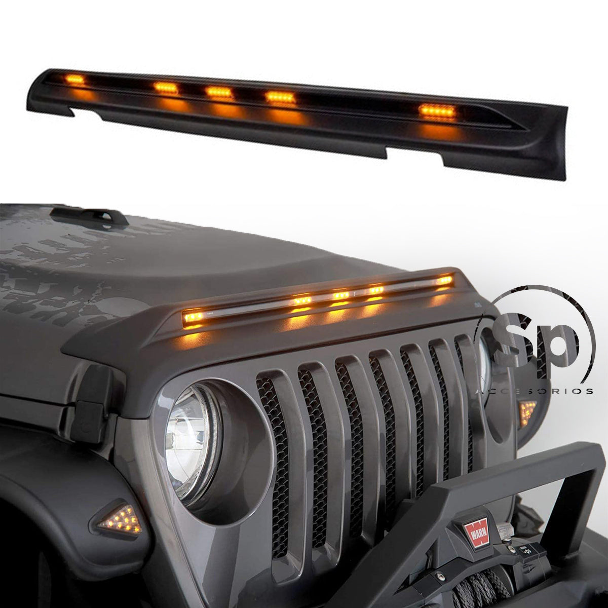 DEFLECTOR FRONTAL LUZ LED PARA JEEP WRANGLER JL 2018 - 2024