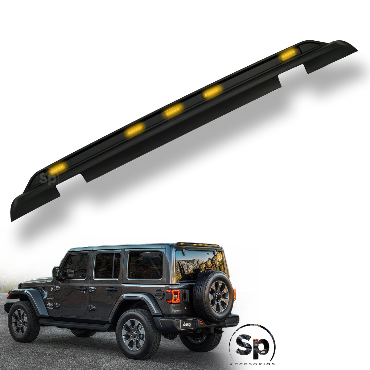 DEFLECTOR TRASERO CON LUZ LED PARA JEEP WRANGLER JL 2018 - 2024