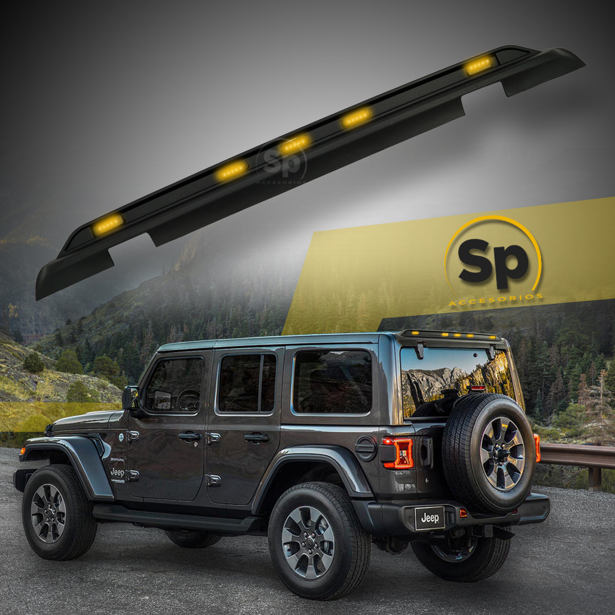 DEFLECTOR TRASERO CON LUZ LED PARA JEEP WRANGLER JL 2018 - 2024