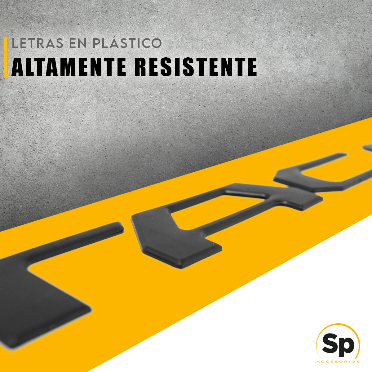 EMBLEMA LETRAS TOYOTA PARA TACOMA BATEA NEGRO 2016 - 2021 TRASERAS