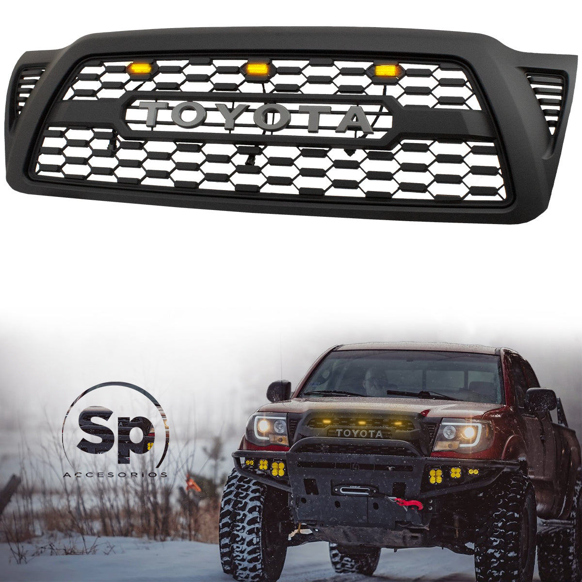 PARRILLA TRD PARA TOYOTA TACOMA 2005-2011 CON LED AMBAR