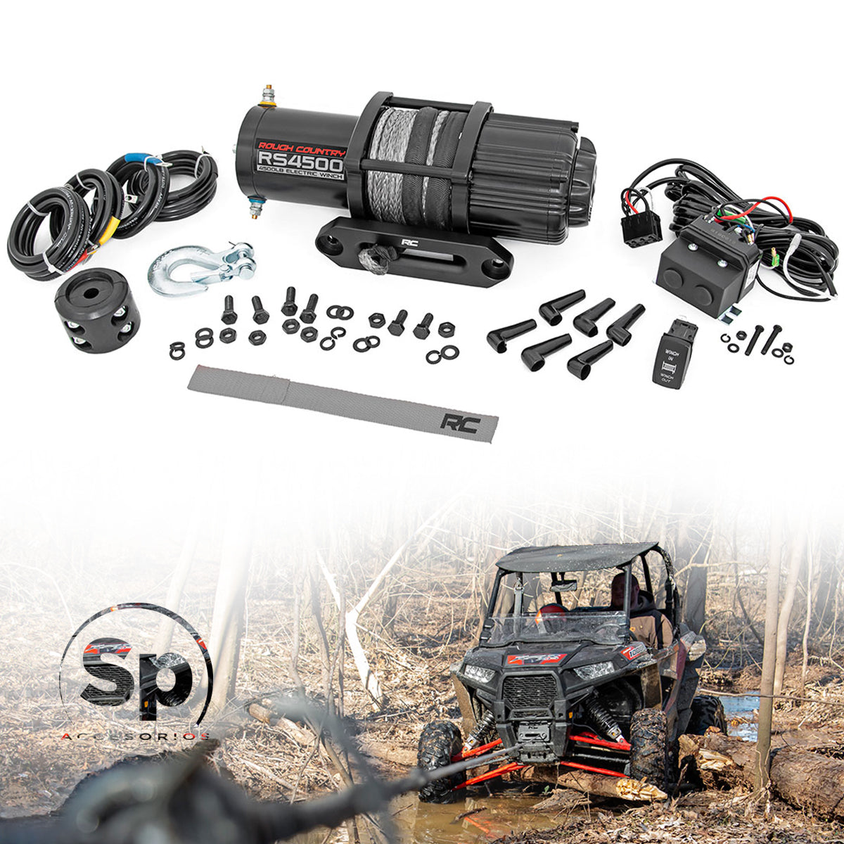 WINCH ROUGH COUNTRY 4500-LB | UTV | CUERDA SINTÉTICA