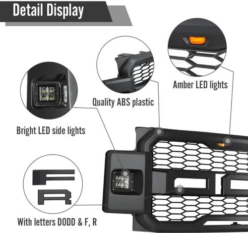 PARRILLA RAPTOR F250 SUPER DUTY 2017 A 2019 DRL LUZ AMBAR