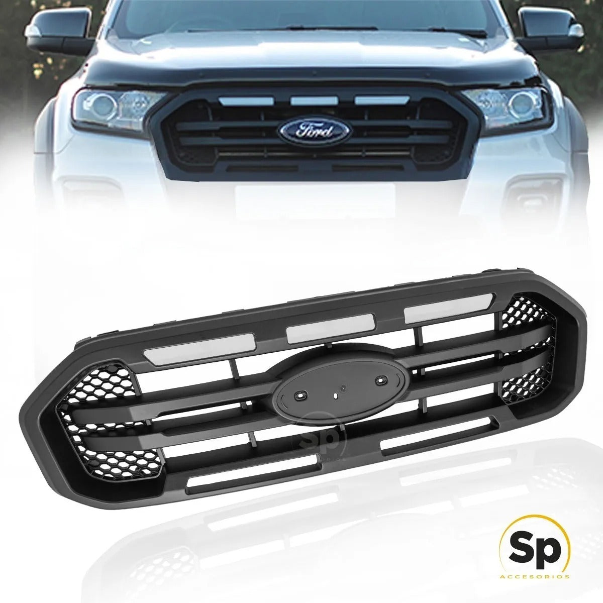 PARRILLA FRONTAL PARA FORD RANGER 2017 A 2020 TIPO RAPTOR COMPLETA