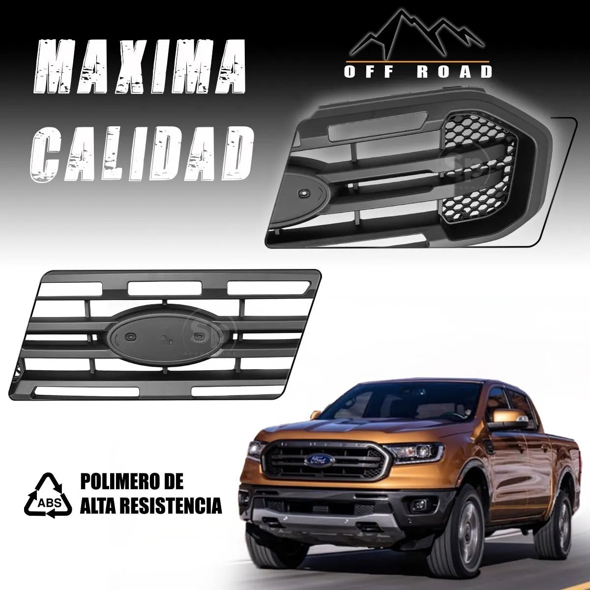 PARRILLA FRONTAL PARA FORD RANGER 2017 A 2020 TIPO RAPTOR COMPLETA
