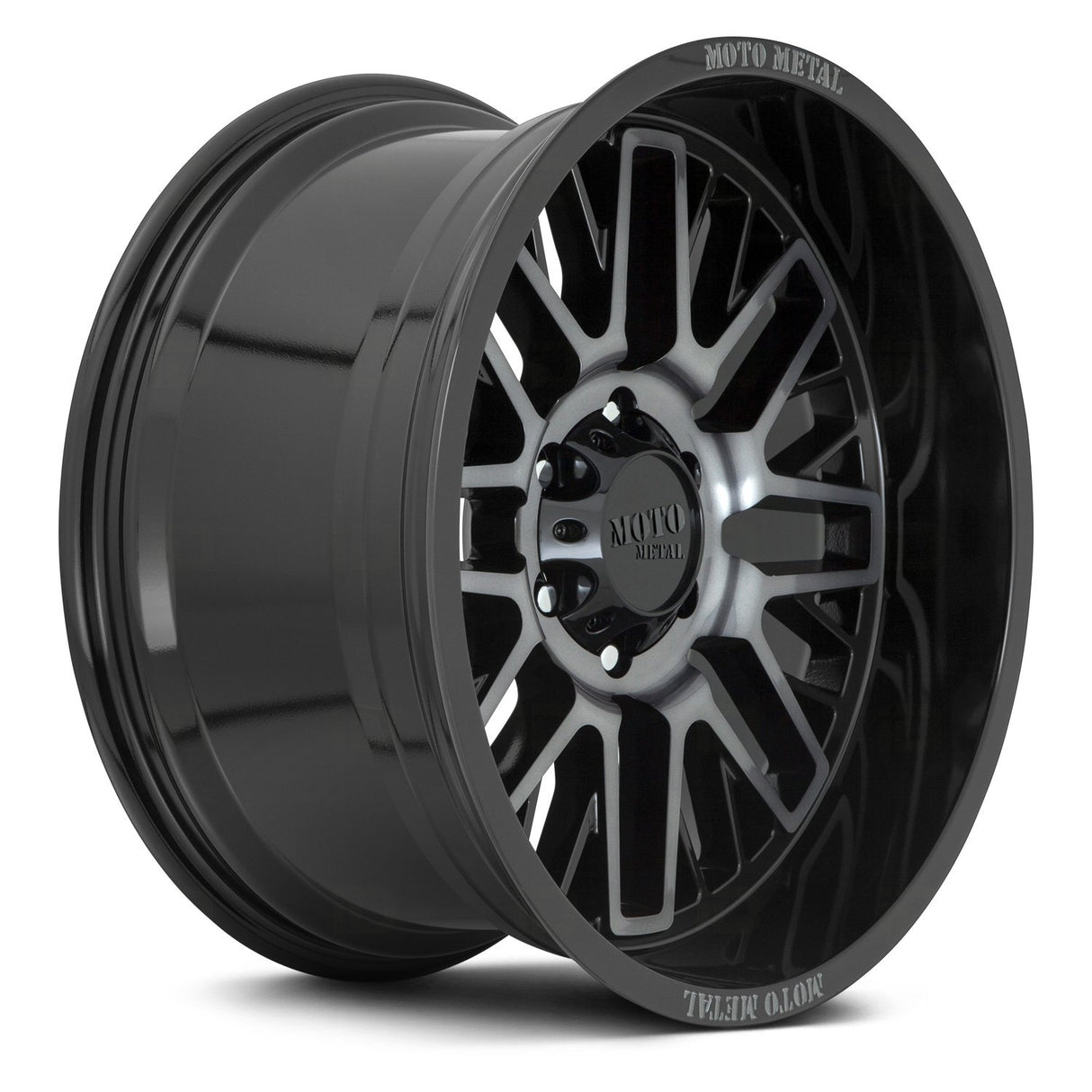 RINES MOTO METAL 20X9 5X127 CB71.5 MO802 GLOSS BLACK MACHINED W/ GRAY TINT