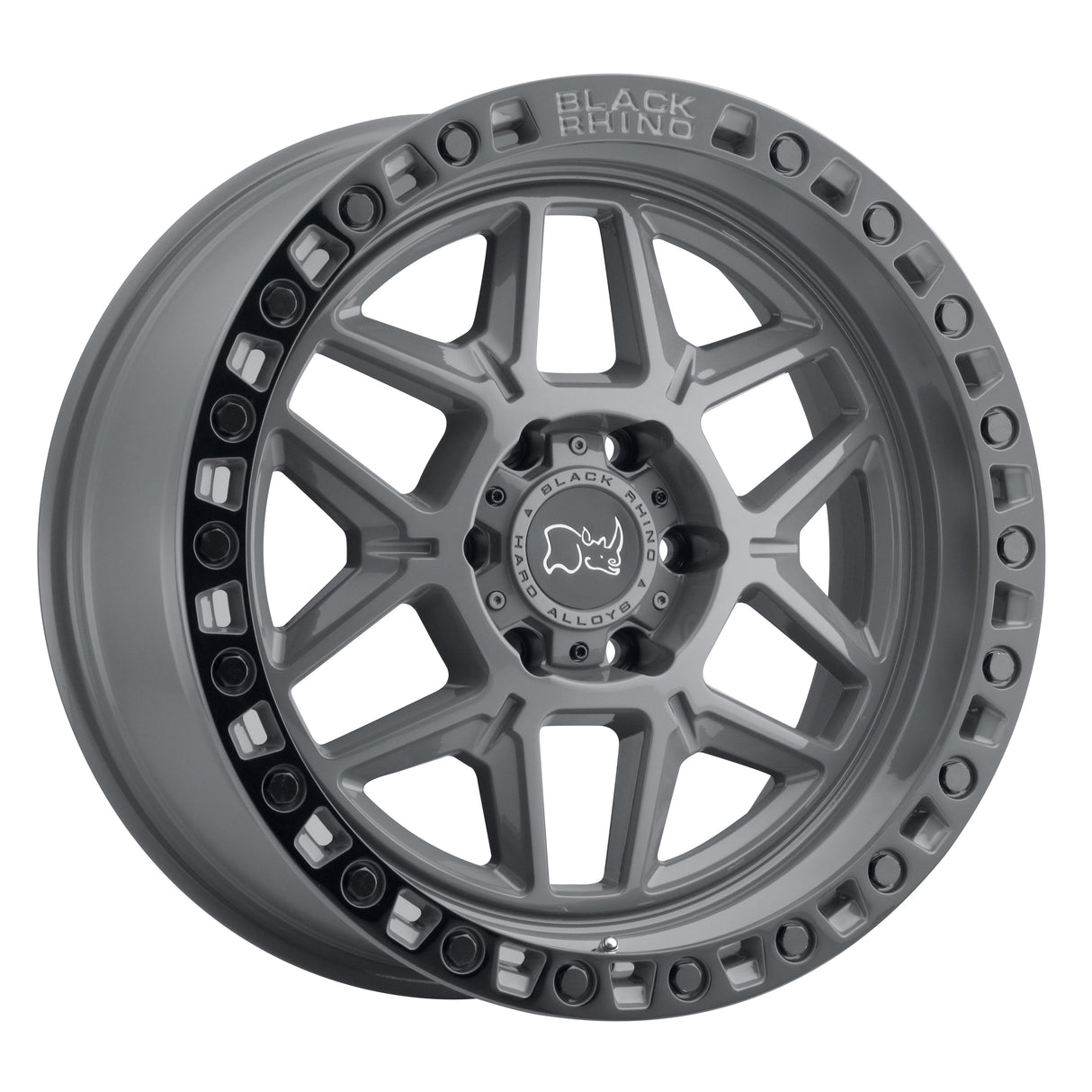 RINES BLACK RHINO 17X9 5X127 CB71.5 ET-18 KELSO BATTLESHIP GRAY W/BLK LIP EDGE Y BLK BOLTS