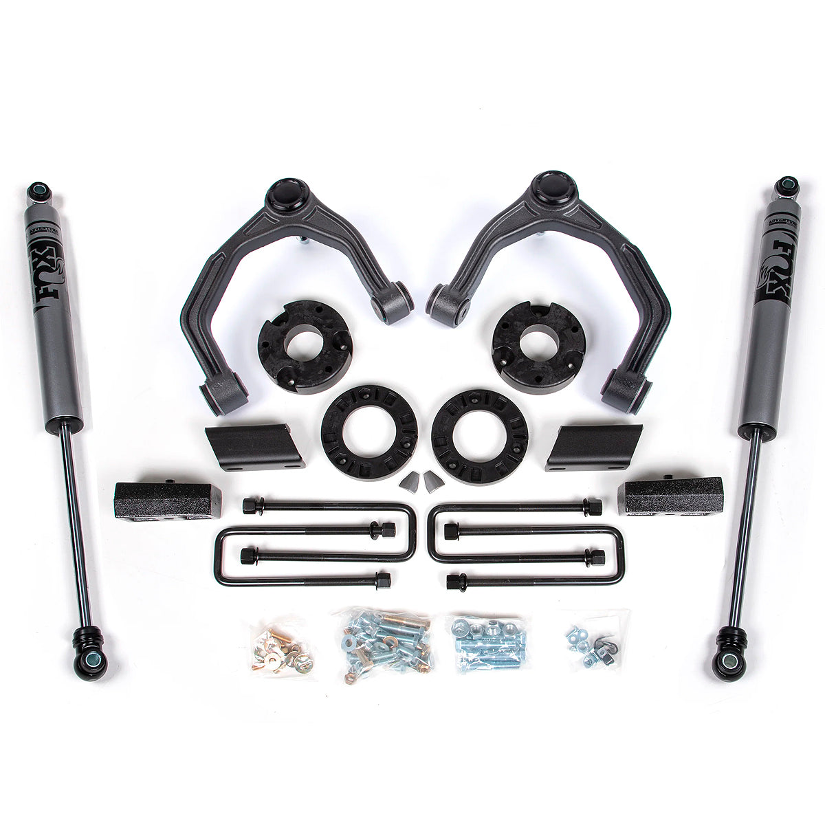 KIT DE ELEVACIÓN 3.5" + FOX ADVENTURE TRASEROS ZONE OFF ROAD PARA CHEVY/GMC SILVERADO SIERRA 4/WD 19-23