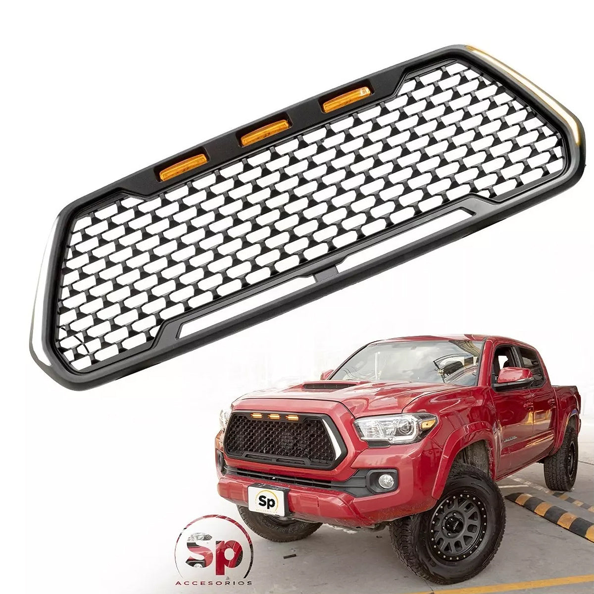 PARRILLA FRONTAL TIPO SPORT CON LED PARA TOYOTA TACOMA 2016 - 2023