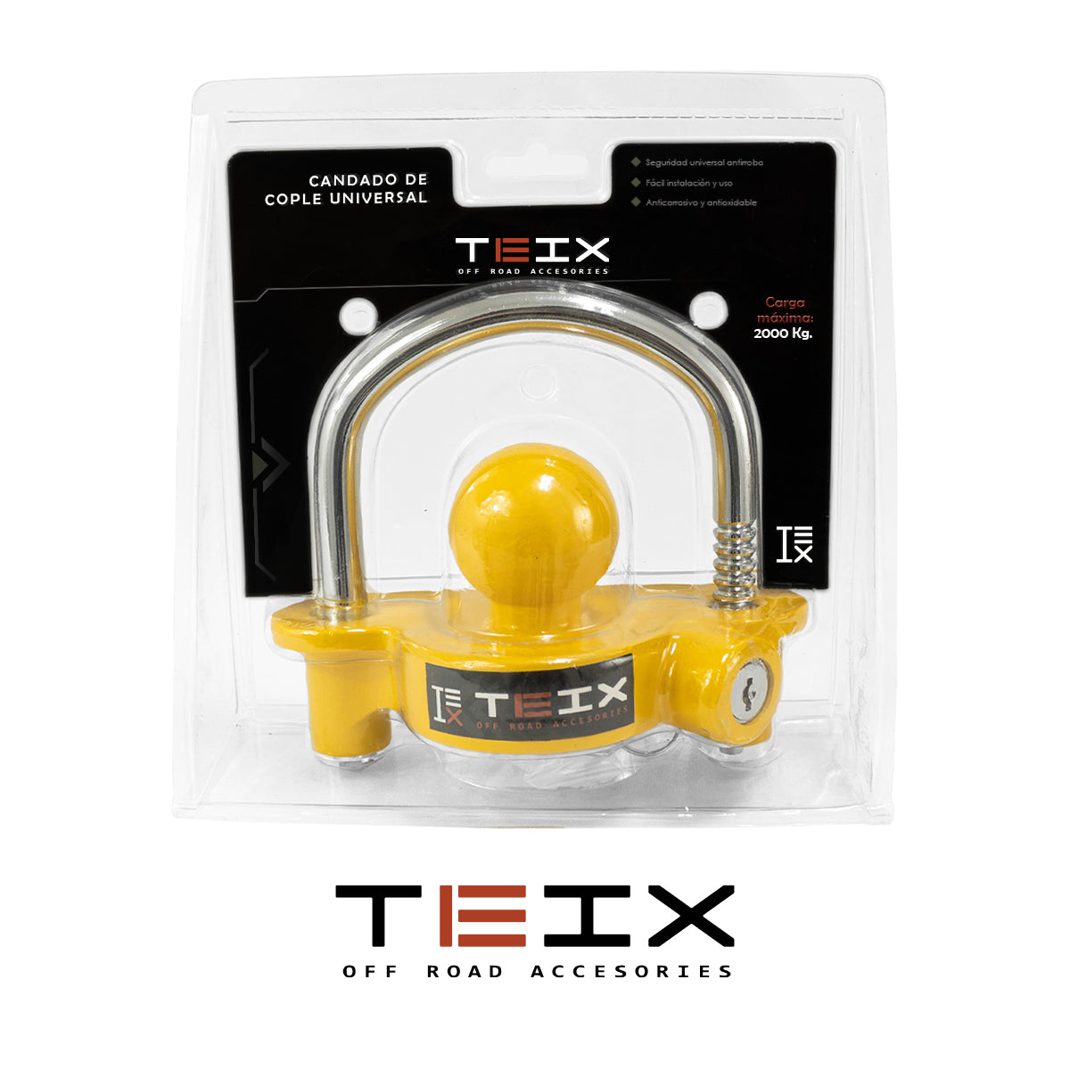 CANDADO PARA ACOPLE DE REMOLQUE PARA BOLA 1- 7/8" A 2-5/16" TEIX AMARILLO