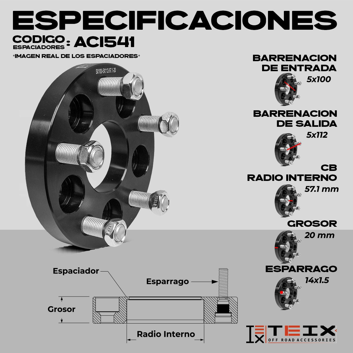 Kit Adaptadores 20mm Jetta 2002 A4 A A7 Rin Nuevo