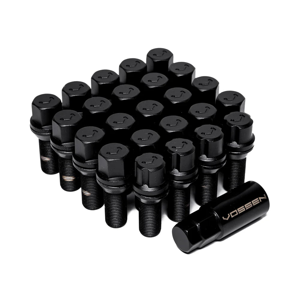 PAQUETE DE 24 TUERCAS Y CIERRES 14X1.5 - 30MM - 17MM HEX  BLACK