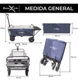 Carrito Vagon Plegable Multiusos Con Mesa Y Frenos Black
