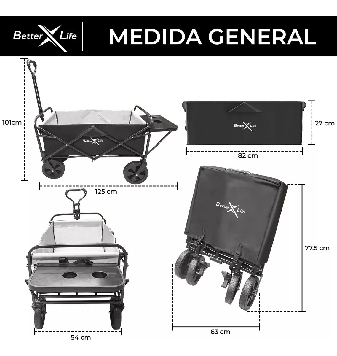 Carrito Plegable Para Exteriores Portátil Transportar 100kg