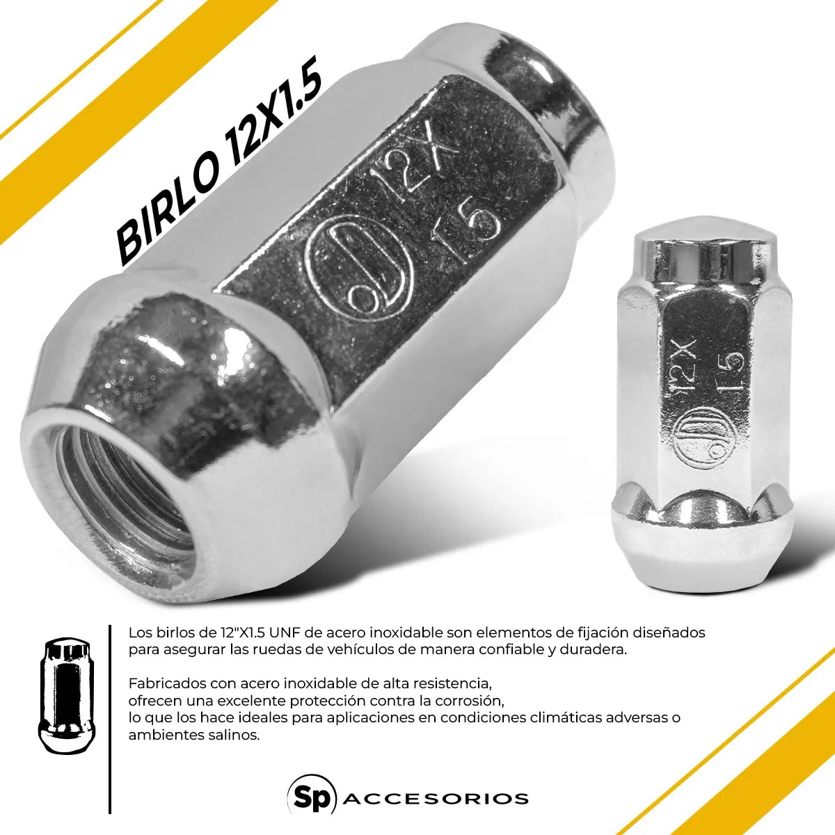 Birlos Tuercas 12x1.5 Cromadas 24pz