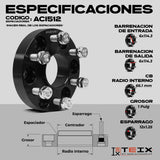 KIT ESPACIADORES 1" 6X114 LLANTA  PARA NISSAN NP300 FRONTIER 2016 - 2022  CB66.1MM 12X1.25