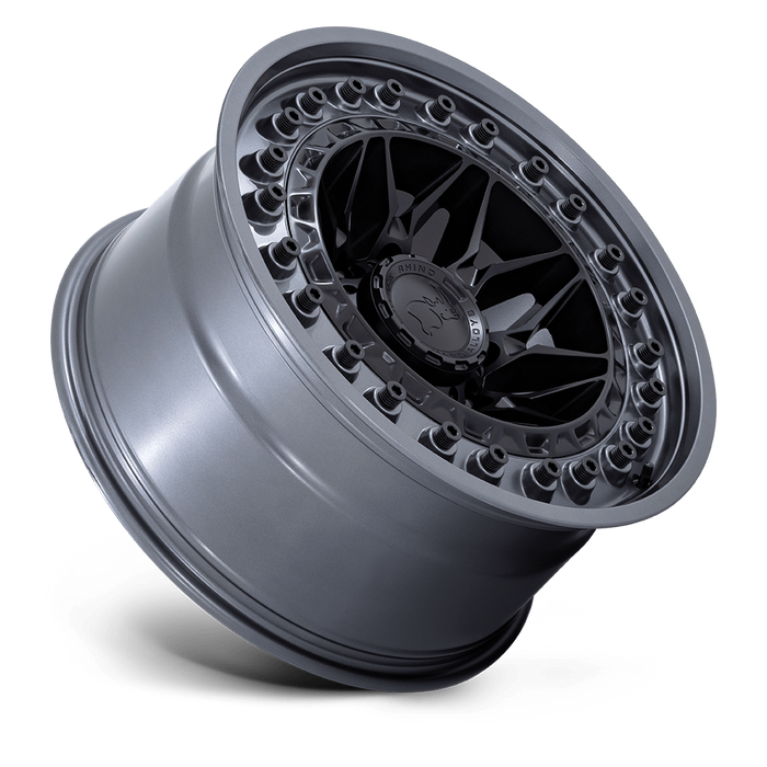 RINES BLACK RHINO 17X9 6X139.7 CB106.1 ET-12 ALPHA MATTE BLACK W/ GUNMETAL LIP