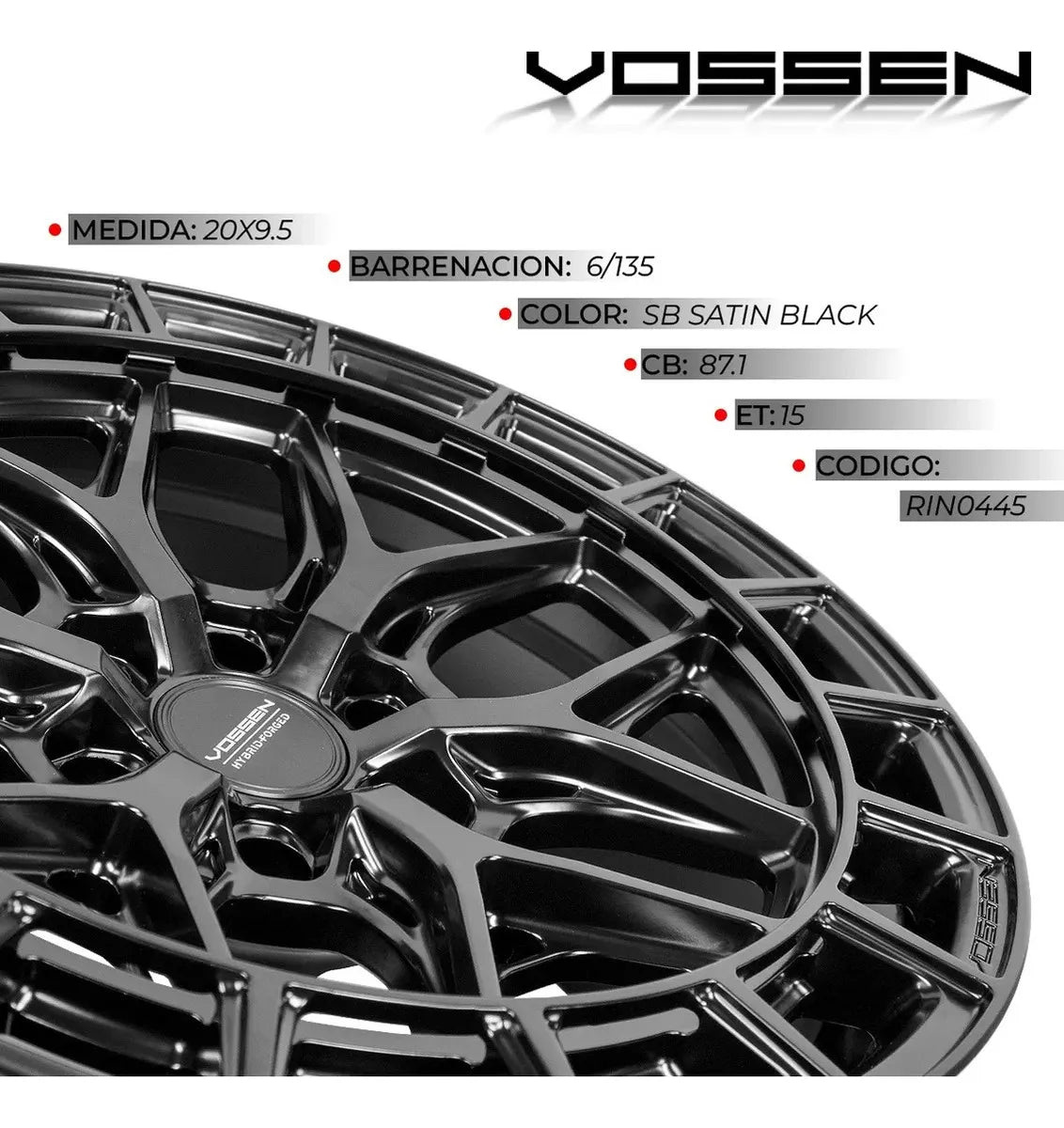 Rin Vossen 20x9.5 6x135 Mark Lt 03-06 Satin Black
