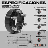 KIT ESPACIADORES PARA FORD F150 LOBO 2014-2021 1.5" 6/135 LLANTA CB 87.1MM 14X1.5