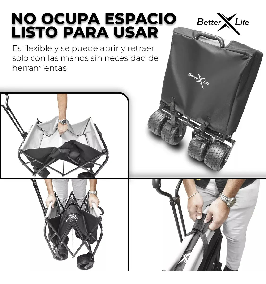 Carrito Plegable Coche Playa Acampar Aire Libre Ajustable