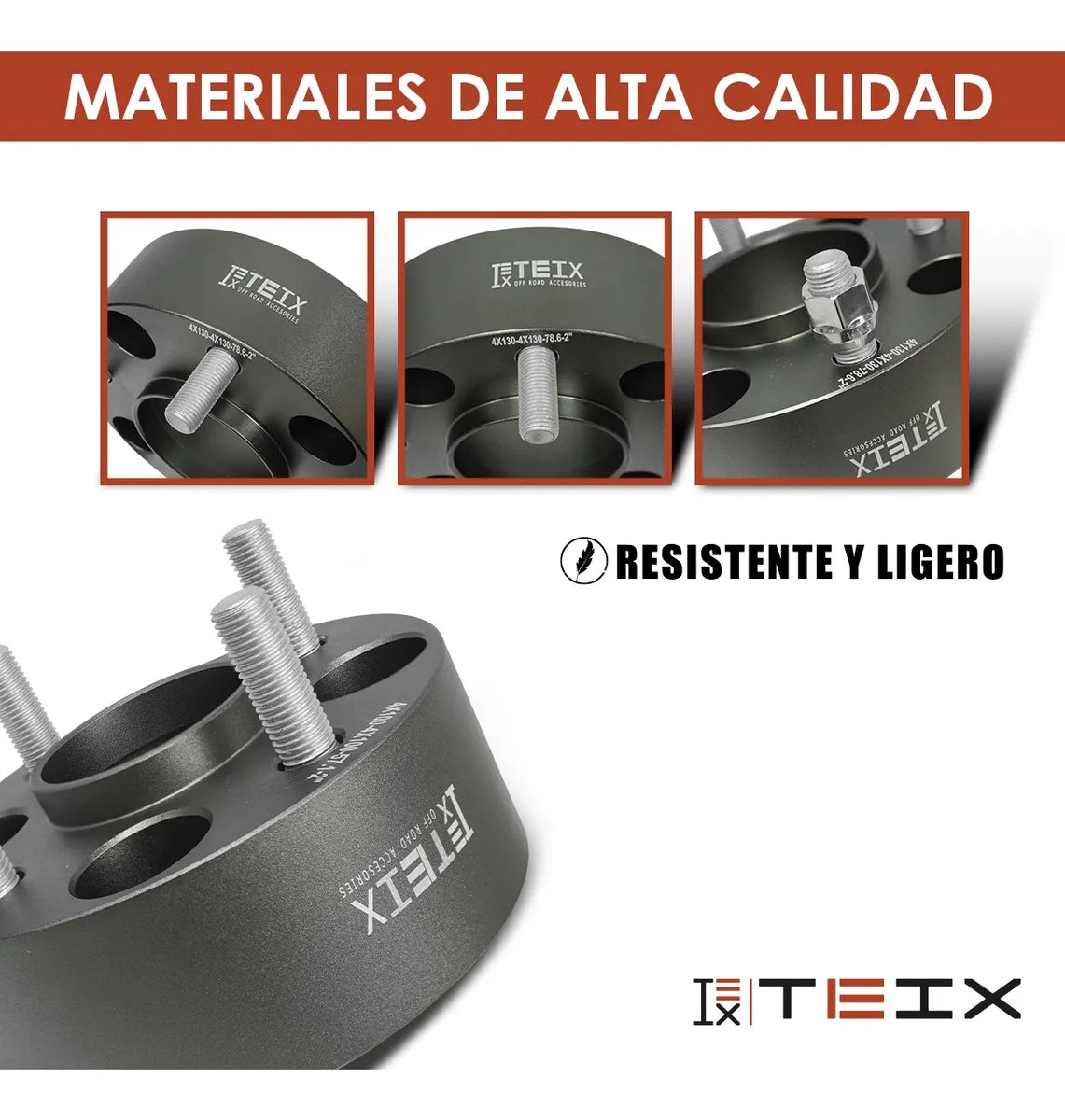 Espaciador Teix Gris 4x130 78.6mm 14x1.5 2 Ceja Vocho 80-03