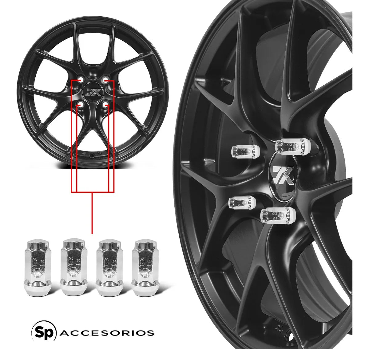 Birlos Tuercas 12x1.5 Cromadas 24pz