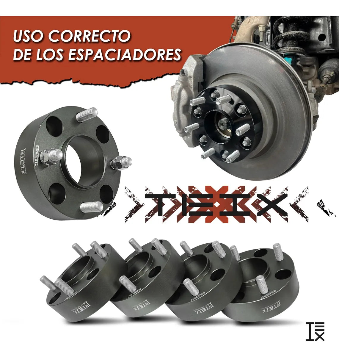 Espaciador Teix Gris 4x130 78.6mm 14x1.5 2 Ceja Vocho 80-03