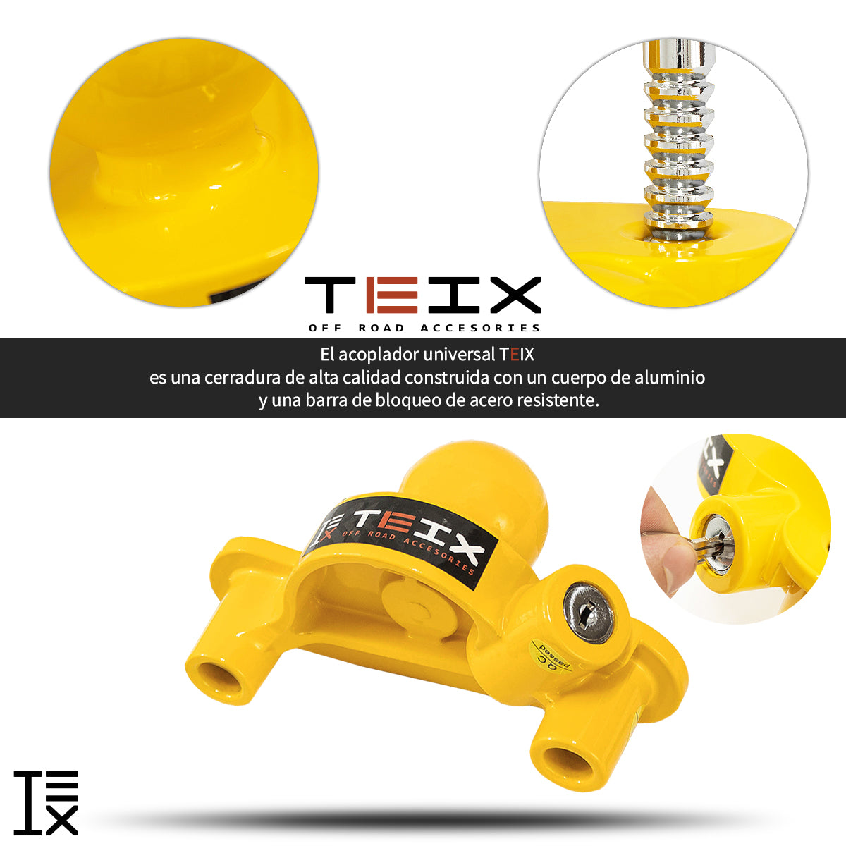 CANDADO PARA ACOPLE DE REMOLQUE PARA BOLA 1- 7/8" A 2-5/16" TEIX AMARILLO