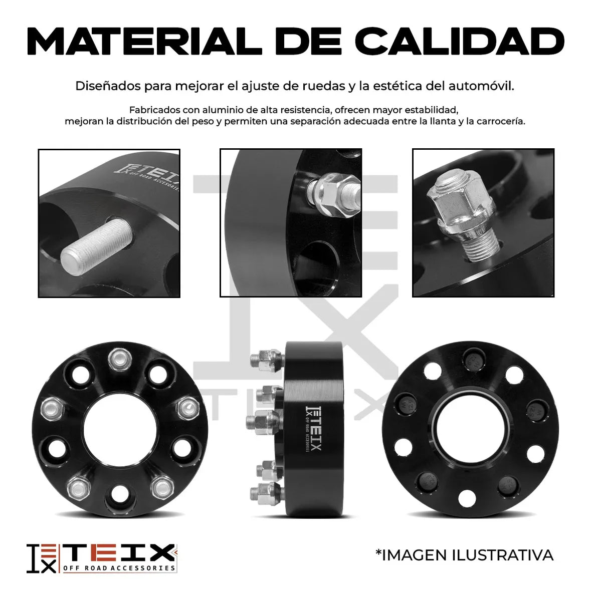 KIT ESPACIADORES PARA Ford Ranger 84-2011/ Ford Explorer 90-2010/ Ford Explorer Sport Track 2001-2010/ Jeep Cherokee XJ 84-2001/ Jeep Wangler YJ 87-95/ Jeep Wangler TJ 97-2006/ Dodge Nitro 2007-2012/ 2"  5/114.3 LLANTA CB 71.5MM 1/2"X20