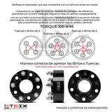 KIT ESPACIADORES 1" 6X114 LLANTA  PARA NISSAN NP300 FRONTIER 2016 - 2022  CB66.1MM 12X1.25