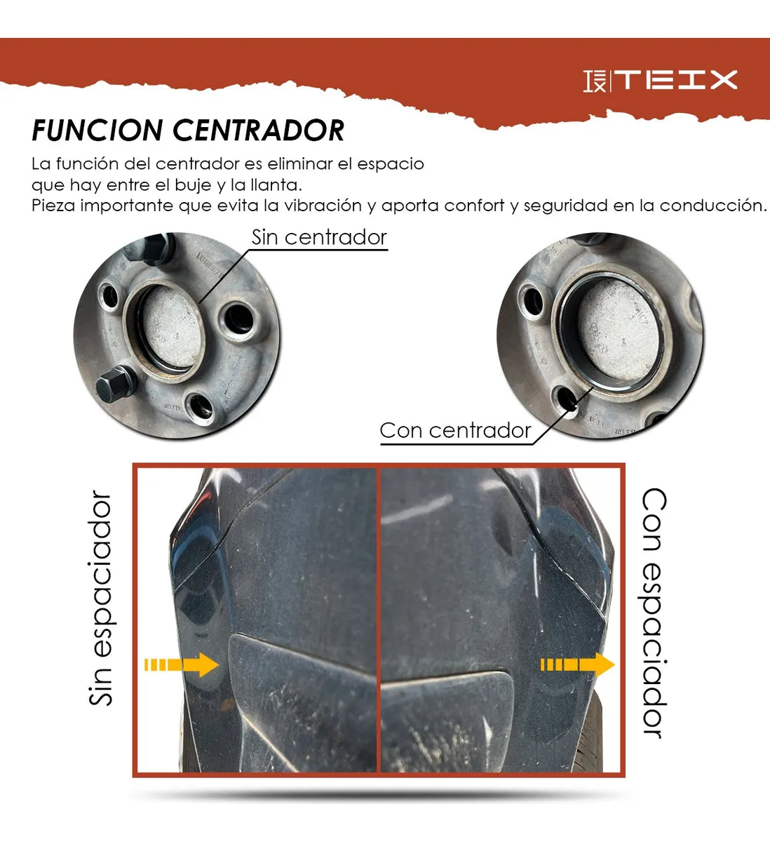 Espaciador Teix Gris 4x130 78.6mm 14x1.5 2 Ceja Vocho 80-03