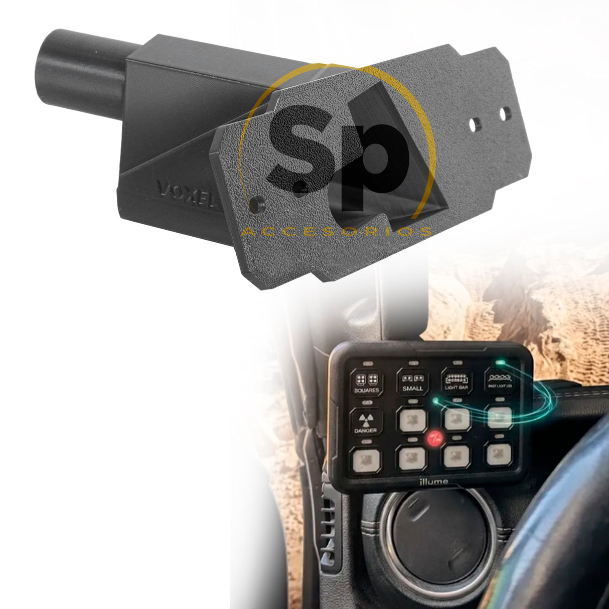 BASE BOTONERA PARA JEEP JL-JT 4 BOTONES