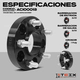 KIT ESPACIADORES 1" 5/115 LLANTA CB 71.6MM 14X1.5