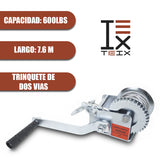 MALACATE WINCH MECÁNICO MANIVELA CABLE ACERO 600 LBS TEIX