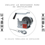 MALACATE WINCH MECÁNICO MANIVELA CABLE ACERO 600 LBS TEIX