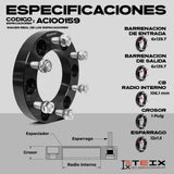 Kit Espaciadores Jac Frison T8 2018-2024/ TOYOTA FJ CRUSIER 2007-2014/ TOYOTA HILUX 2005-2021/ TOYOTA TACOMA 2005-2021 6x139.7 1 PuLG (SIN CENTRADOR)