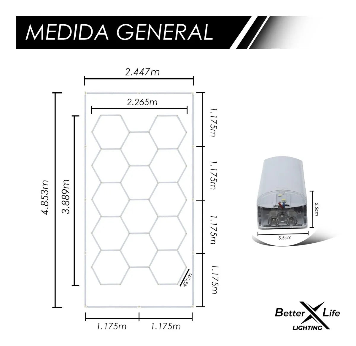 Luz Para Techo De Panel Hexagonal De 696w 483.5x244.7cm