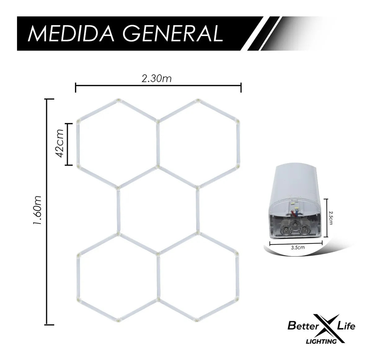 Luz Hexagonal Led Better Life De Techo 192w 226.5x157.7cm