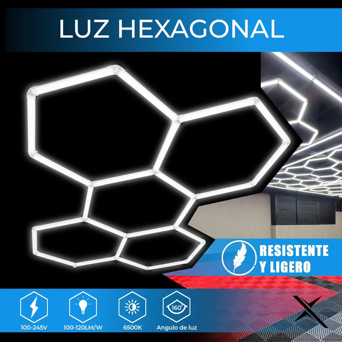 Luz Hexagonal Led Better Life De Techo 192w 226.5x157.7cm