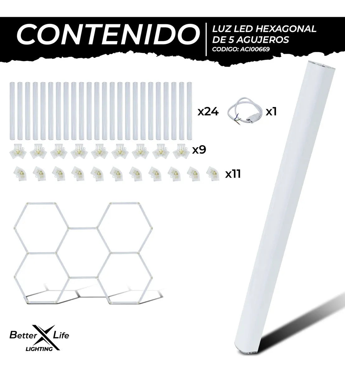 Luz Hexagonal Led Better Life De Techo 192w 226.5x157.7cm