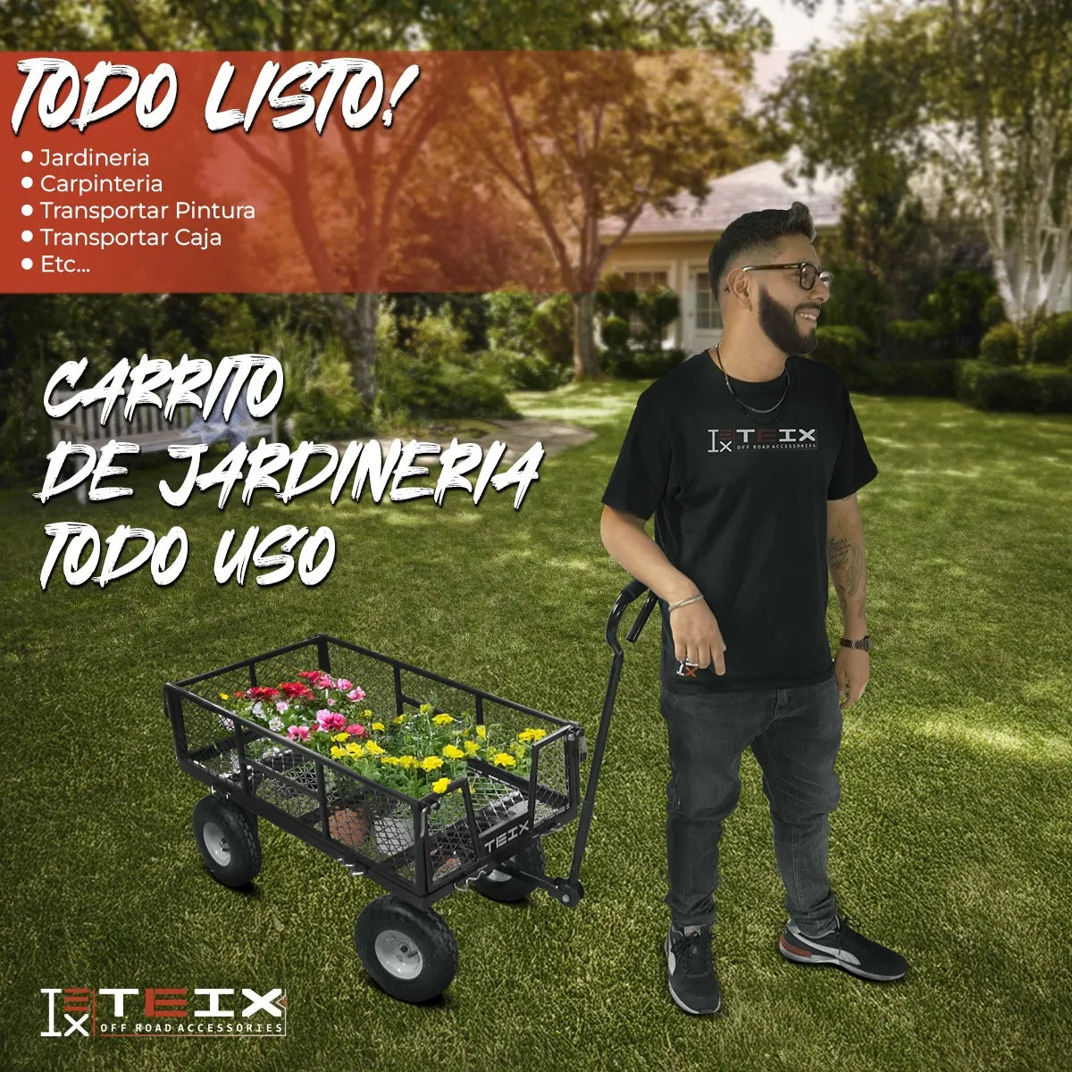 Carrito Jardinería Teix Acero Mediano 317kg Exterior
