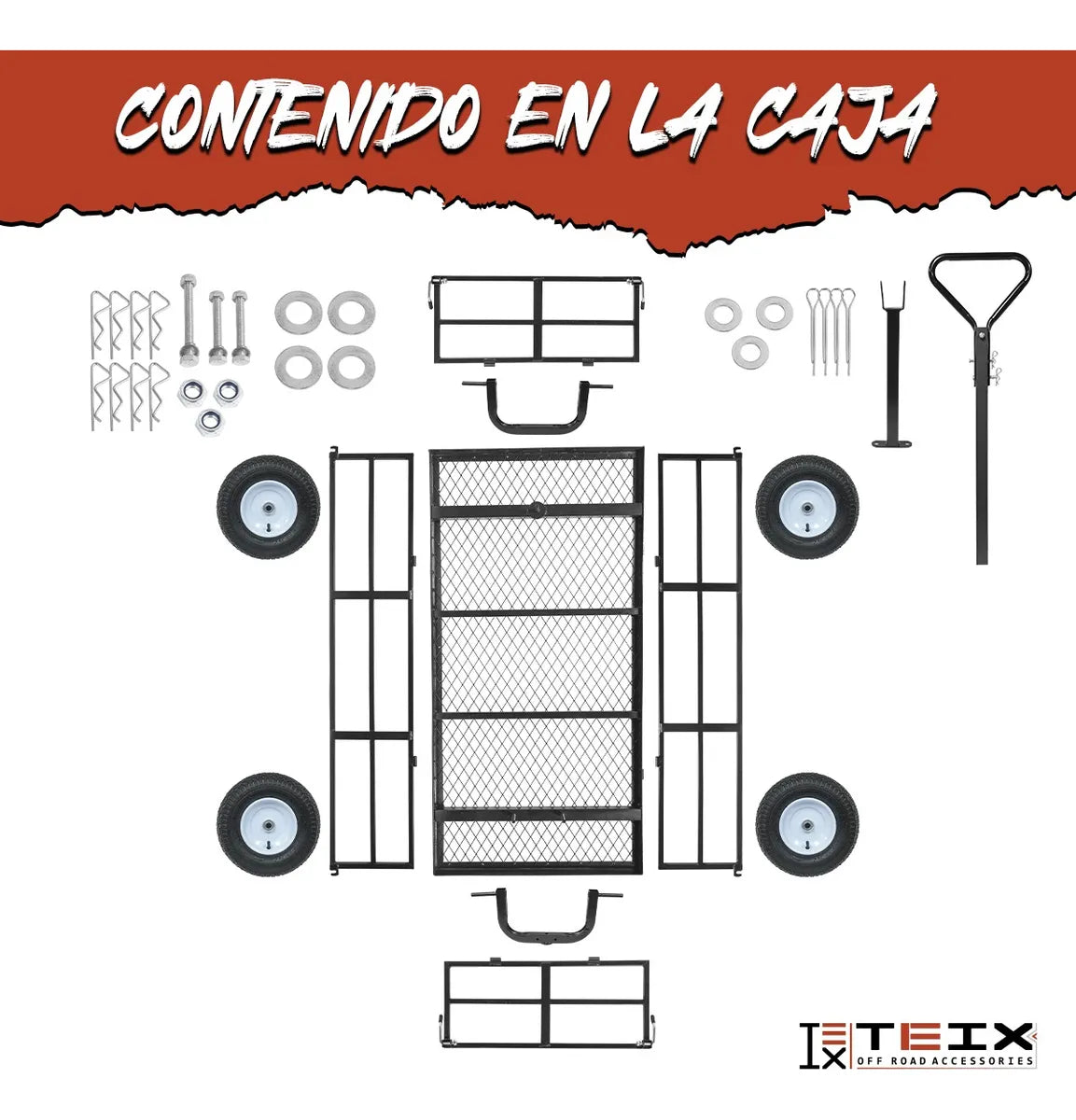 Carrito Jardinería Grande Acero Exterior 1200lb Teix