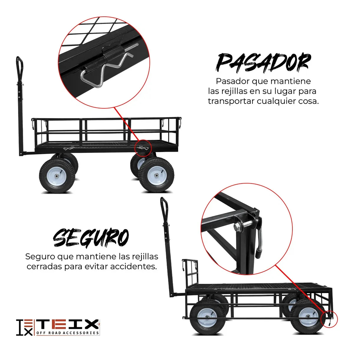 Carrito Jardinería Grande Acero Exterior 1200lb Teix